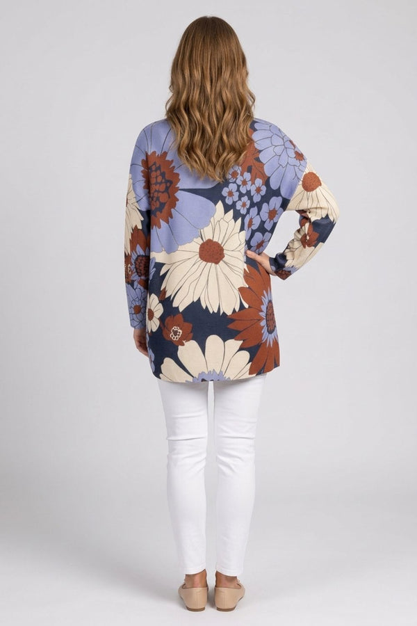 Abstract Floral Relaxed Jumper| NAVY