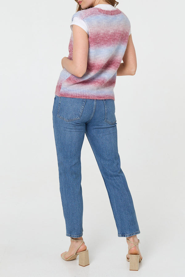 MULTI BLUE| Sparkly Embellished Sleeveless Knit Vest