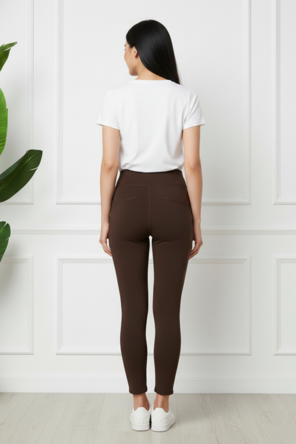 High Waist Fleece Lined Leggings | CHOCOLATE