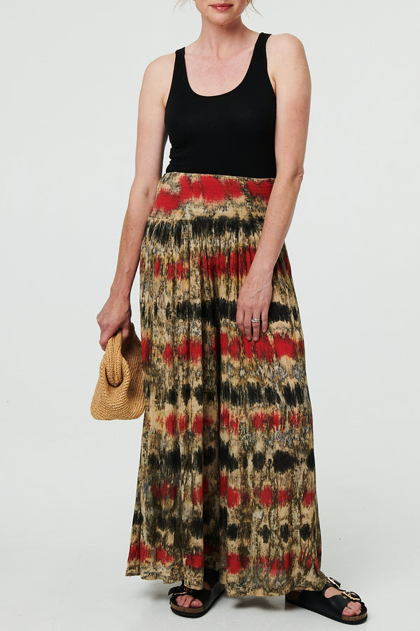 ORANGE | Tie Dye Print High Waist Wide Trousers