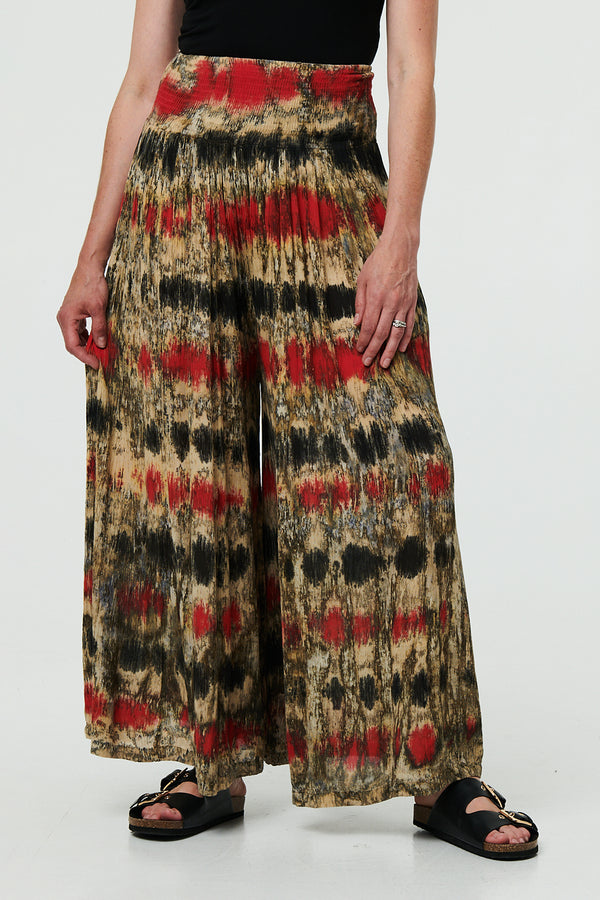 ORANGE | Tie Dye Print High Waist Wide Trousers