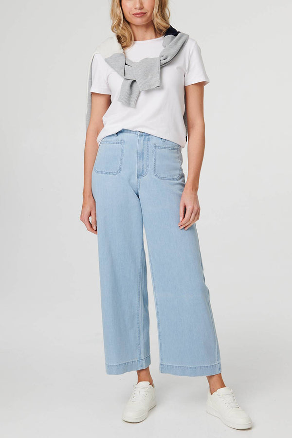 DENIM | High Waist Pocket Front Wide Jeans