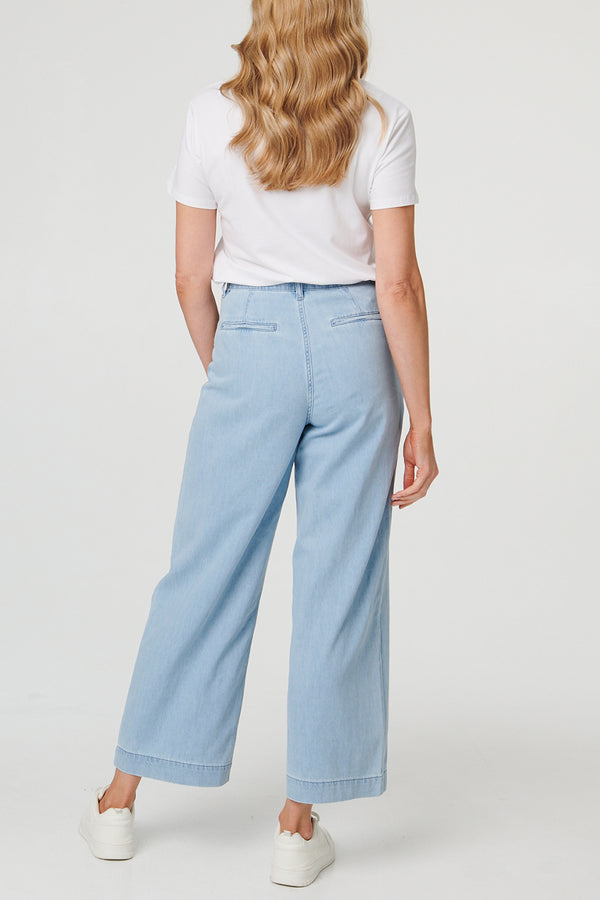 DENIM | High Waist Pocket Front Wide Jeans