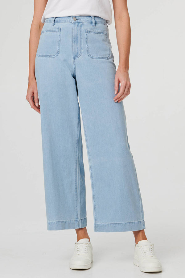 DENIM | High Waist Pocket Front Wide Jeans
