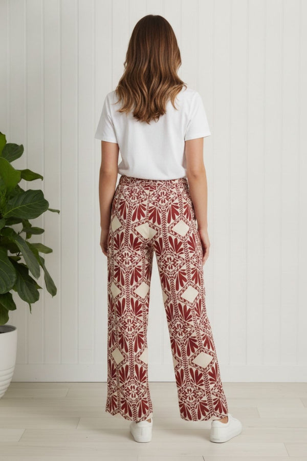 Abstract High Waist Wide Trousers | RUST