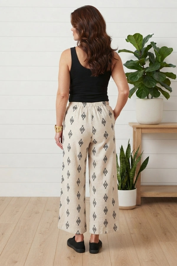 Embroidered High Waist Wide Leg Trousers| WHITE