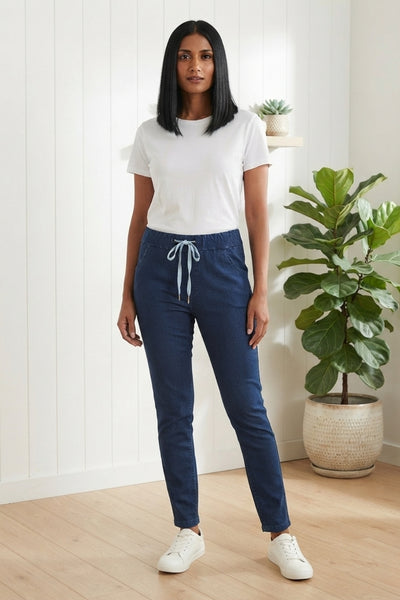 Tie Waist Fitted Jeggings| BLUE