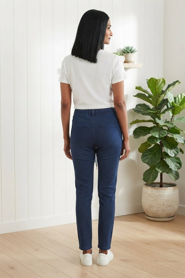 Tie Waist Fitted Jeggings| BLUE
