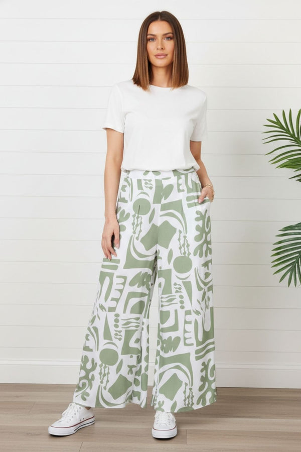 Abstract High Waist Palazzo Trousers| SAGE