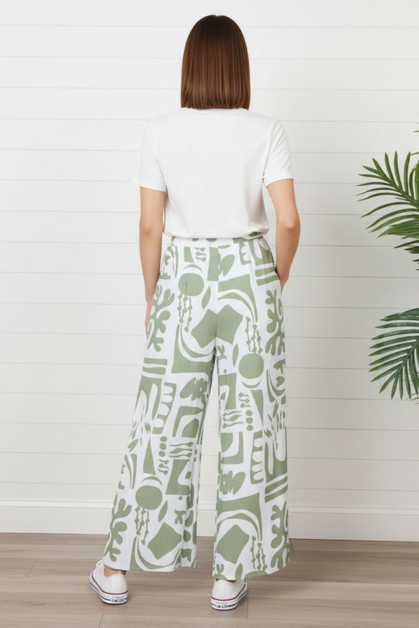 Abstract High Waist Palazzo Trousers| SAGE