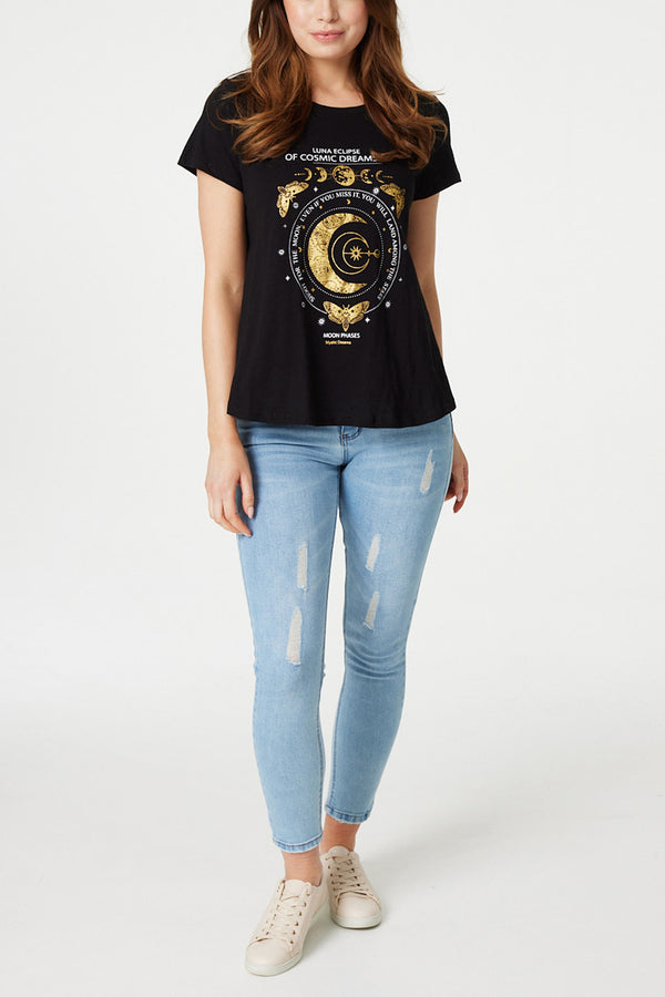 BLACK | Graphic Print Relaxed T-Shirt