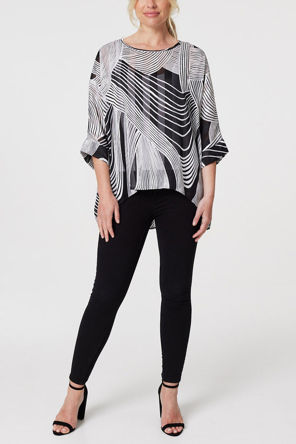 Black & White | Abstract Print Oversized Blouse