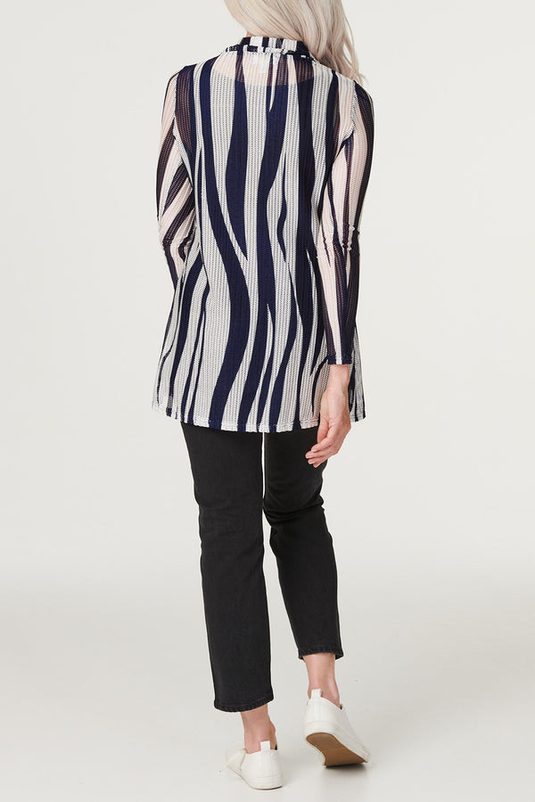 Blue | Printed Cowl Neck Layered Blouse