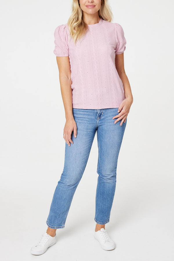 PINK | Textured Puff Sleeve Blouse