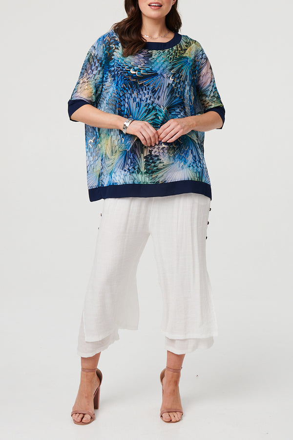 MULTIBLUE / Abstract Metallic Print Relaxed Top