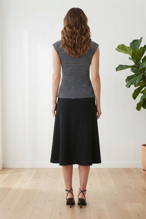 Striped Cap Sleeve Twist Front Top| NAVY