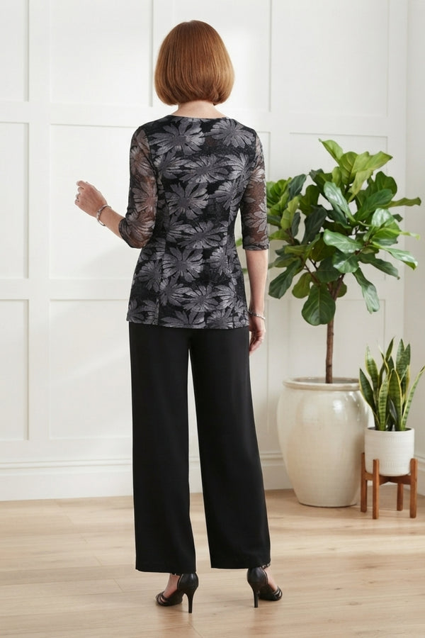 Floral Layered Relaxed Peplum Blouse| BLACK