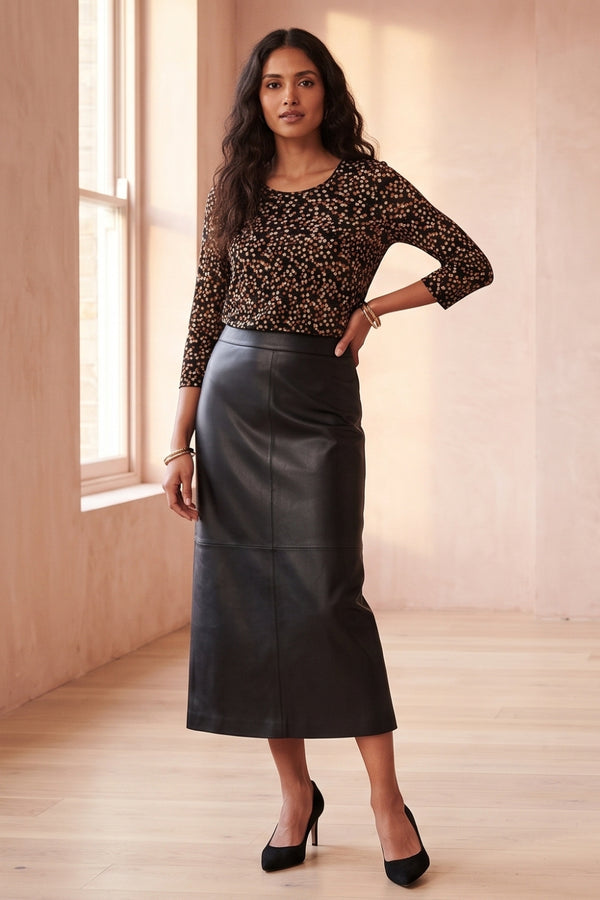 MULTI BLACK | Printed Pleat Front 3/4 Sleeve Blouse