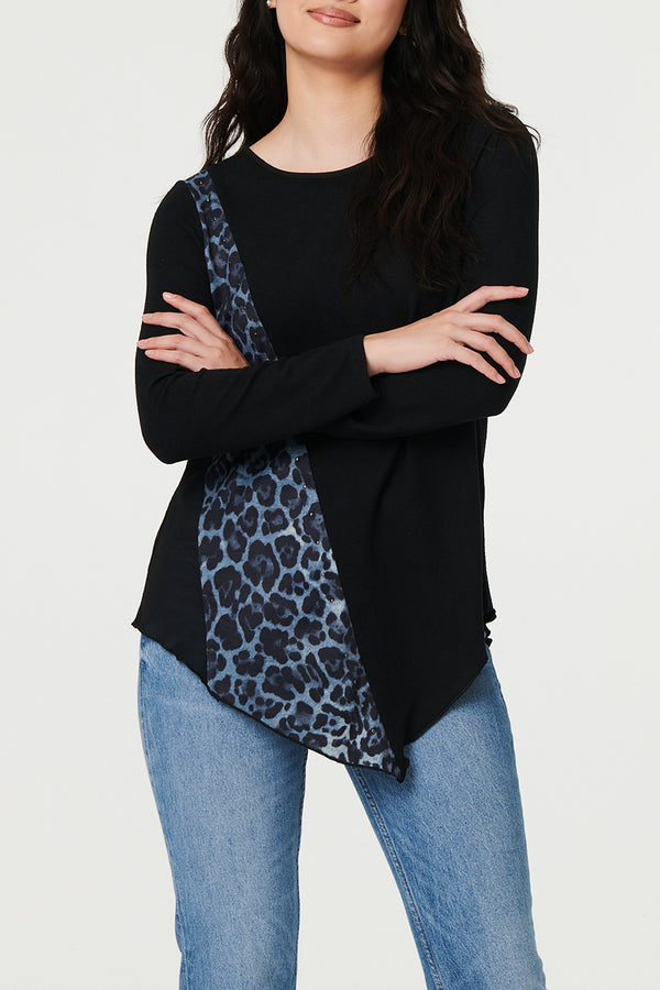 MULTI BLACK| Animal Print Long Sleeve Top