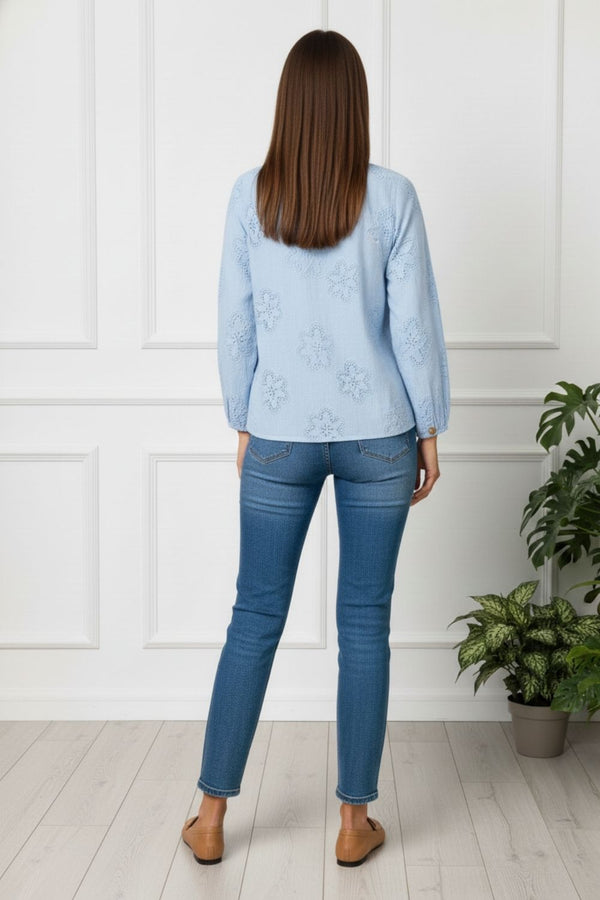 Floral Embroidered Long Sleeve Blouse