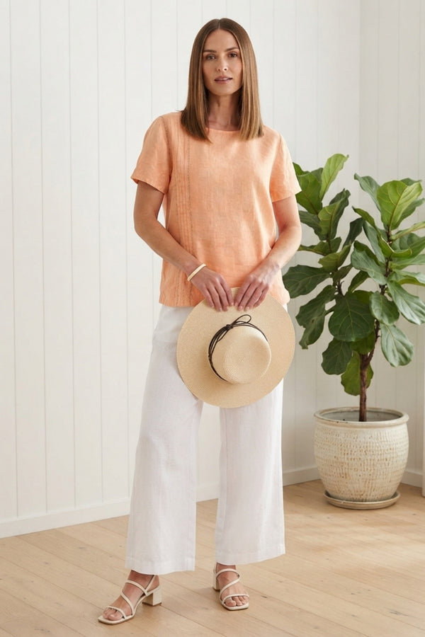 Lace Trim Short Sleeve Boxy Blouse| BLUSH