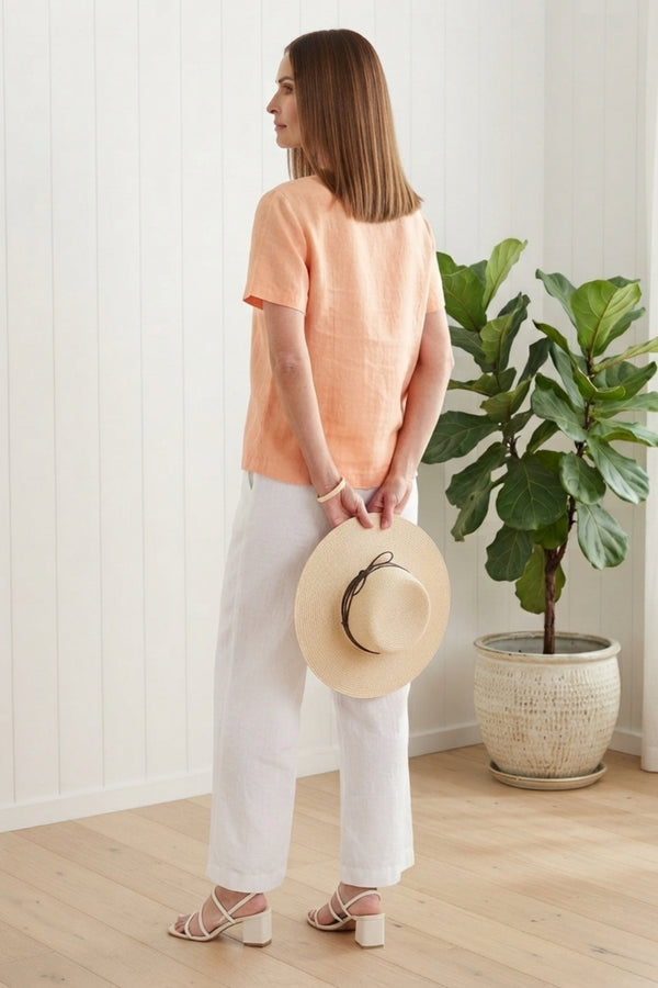 Lace Trim Short Sleeve Boxy Blouse| BLUSH