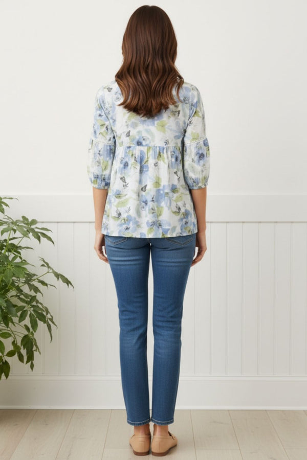 Floral Relaxed 3/4 Sleeve Blouse