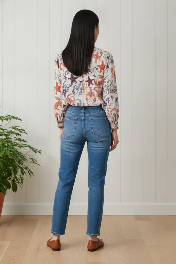 Printed Long Sleeve Relaxed Shirt| MULT_WHITE