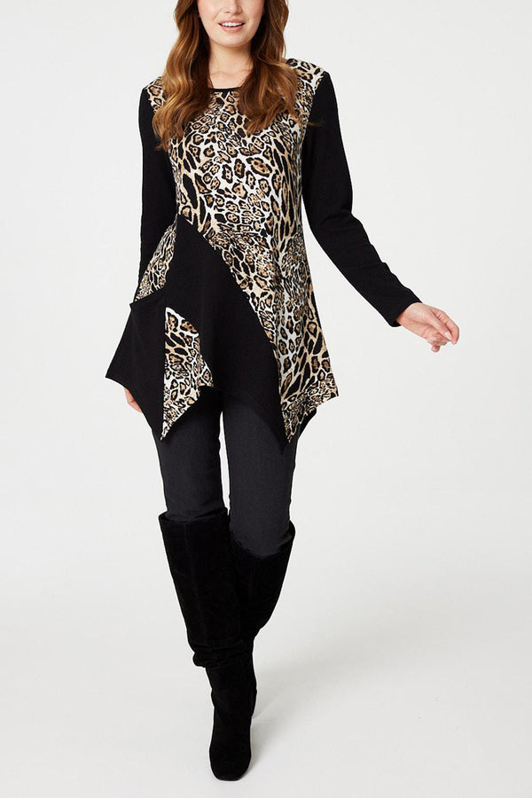 Big Leopard Print Tunic - Camel/Black