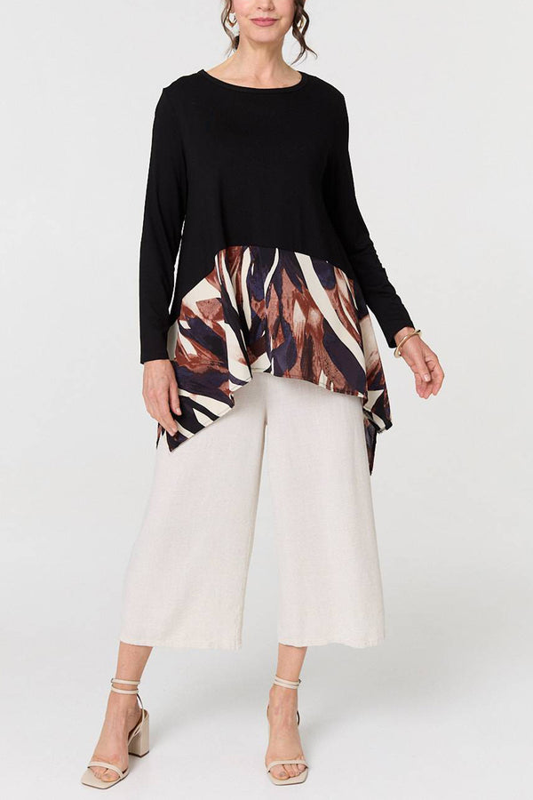 BLACK | Colour Block Oversized Long Sleeve Top