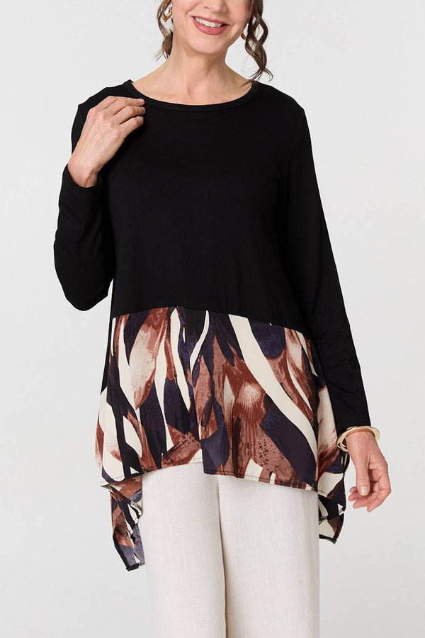 BLACK | Colour Block Oversized Long Sleeve Top