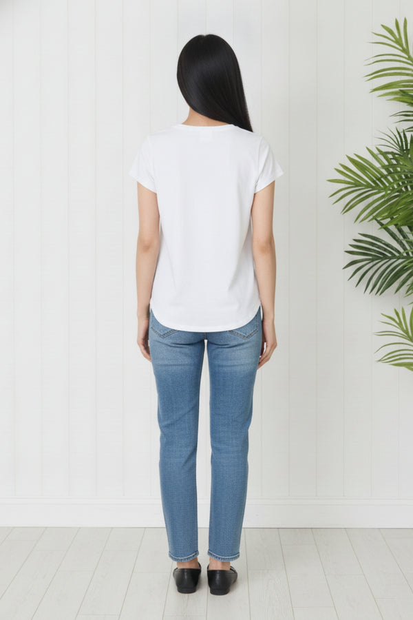 Sparkly Embellished J'Adore T-Shirt | WHITE