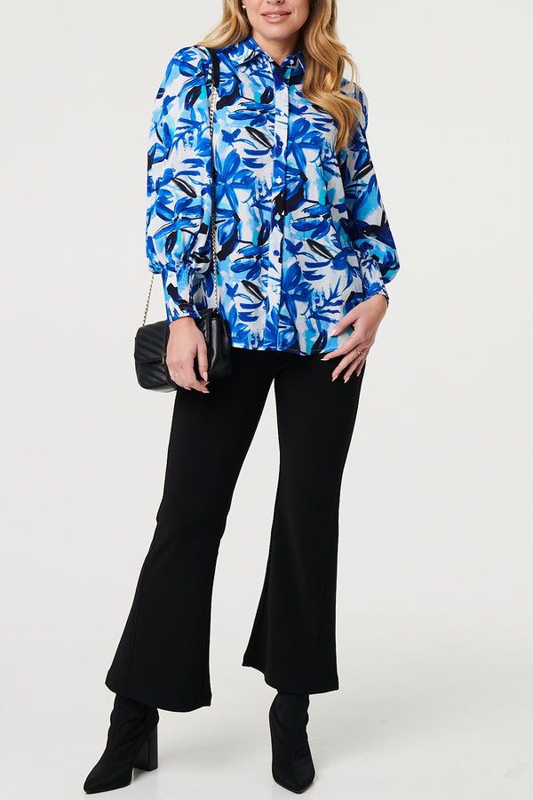 MULTIBLUE / Brushstroke Print Puff Long Sleeve Shirt