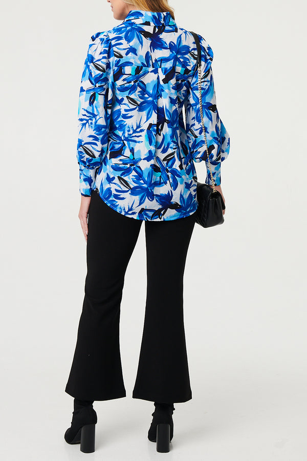 MULTIBLUE / Brushstroke Print Puff Long Sleeve Shirt