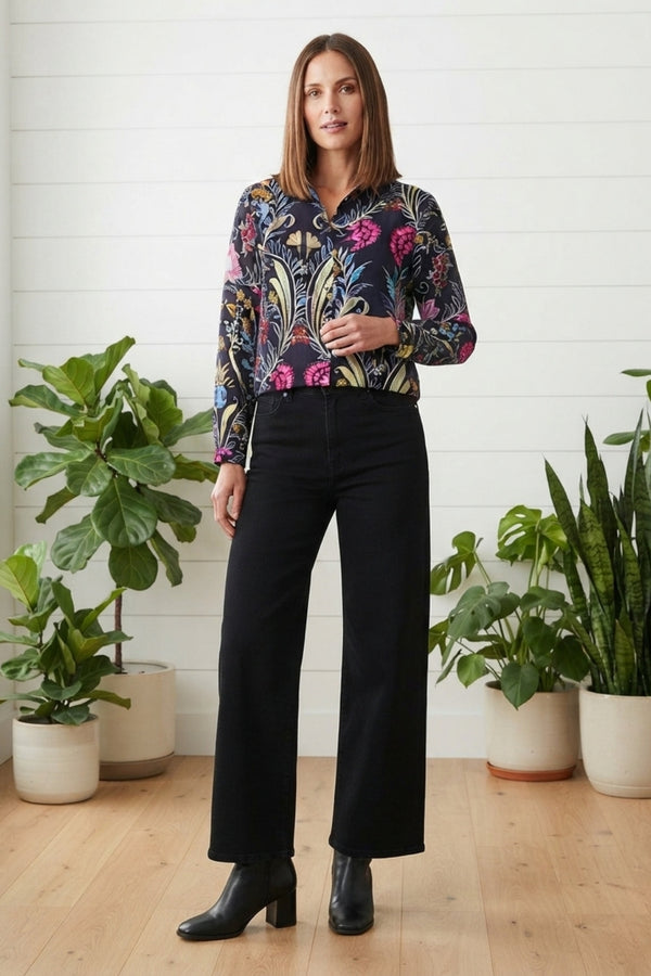 Tropical Floral Long Sleeve Shirt| NAVY