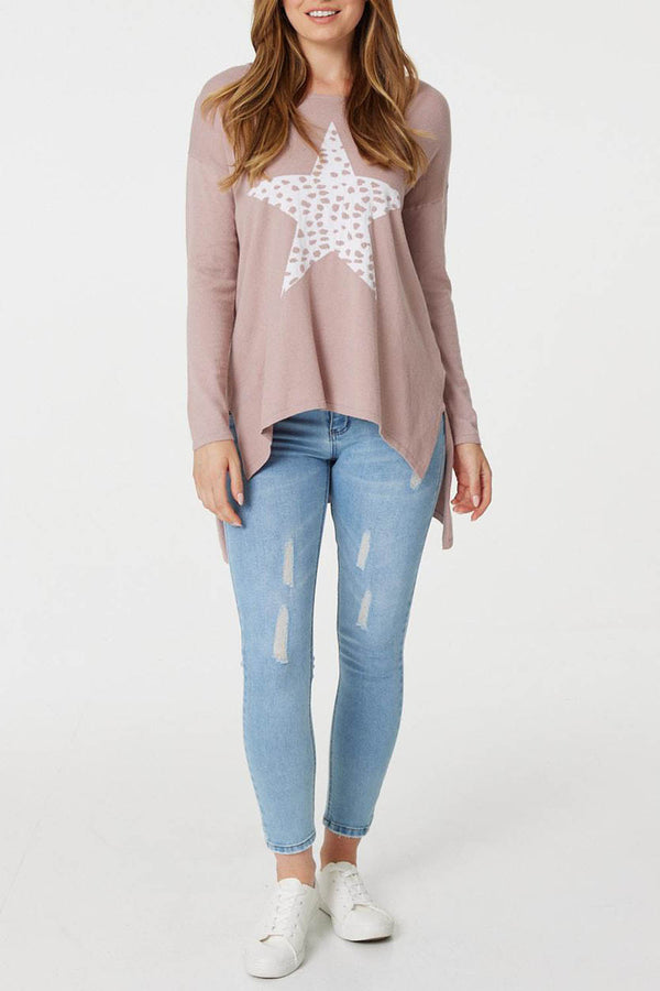 Pink | Star Print Knit Pullover